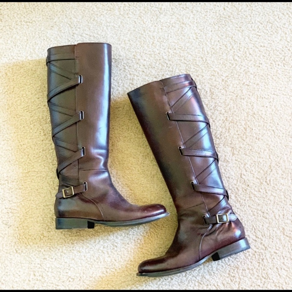 Frye Boots with Criss Cross Design